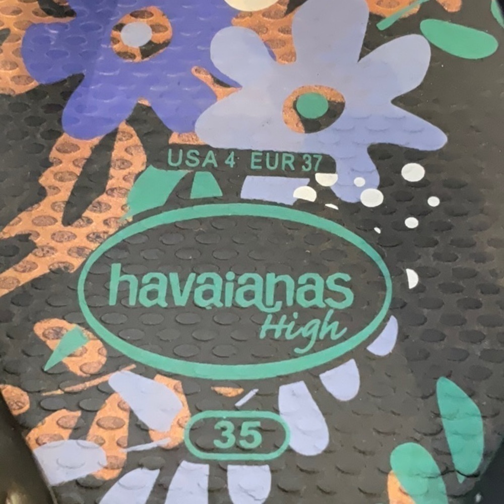 Havaianas Embellished High Wedge Rubber Sandals Size 4 - Picture 10 of 13